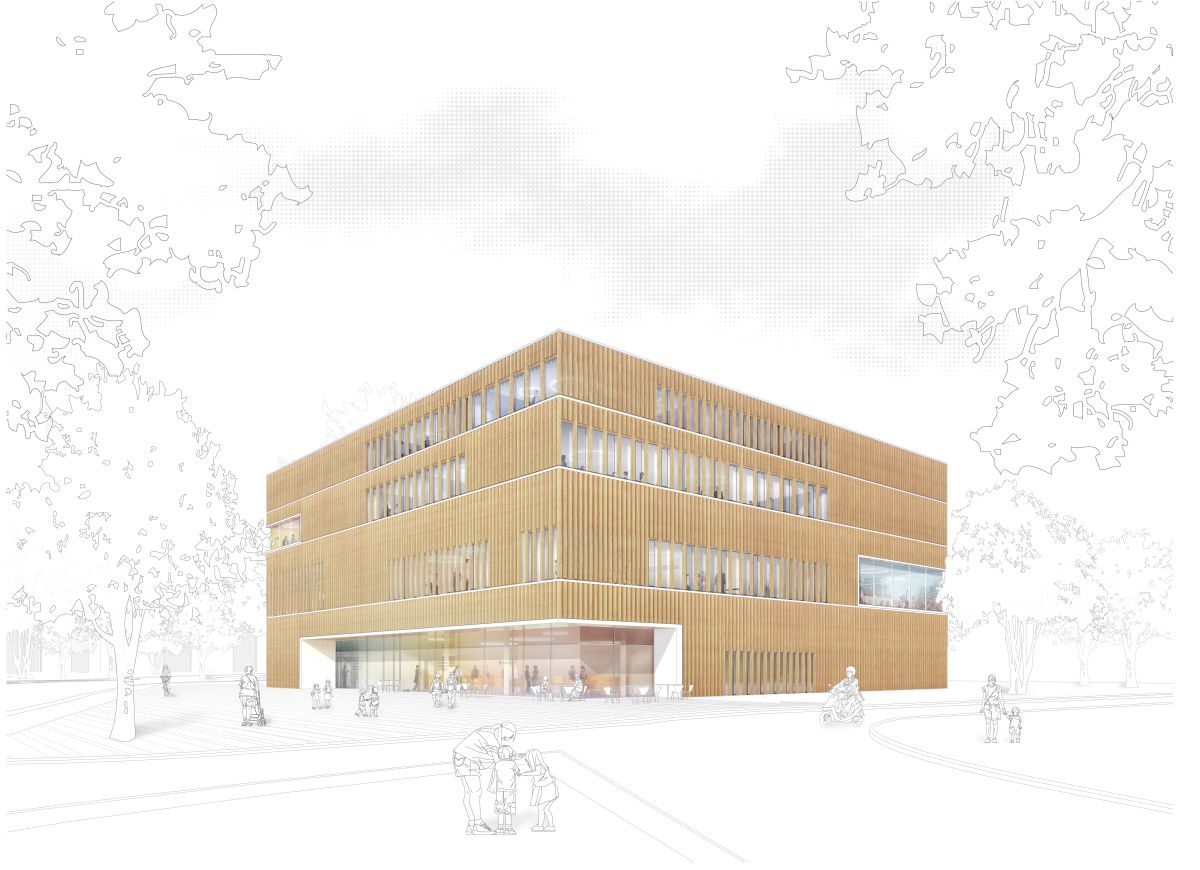 Entwurf des neuen Bildungs- und Kulturzentrums (Abb.: karlundp Architekten)
