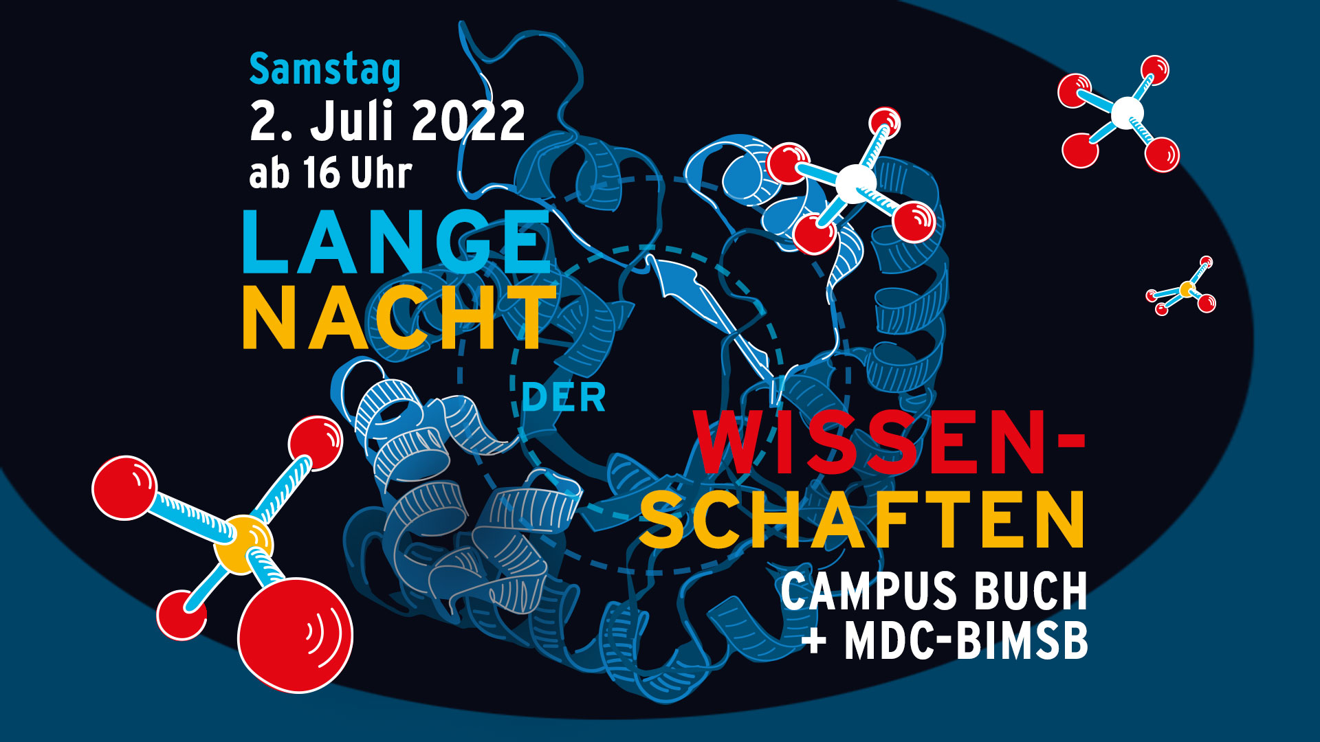 Poster für die Lange Nacht der Wissenschaften auf dem Campus Berlin-Buch und MDC-BIMSB